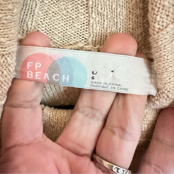 FREE PEOPLE L Wanda rib cowl neck woman Natural stretch oversized maxi dress - Picture 6 of 15